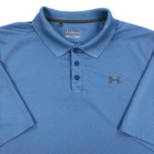 Under Armour Men's 2XL Loose Fit HeatGear Performance Polo Shirt Blue Short