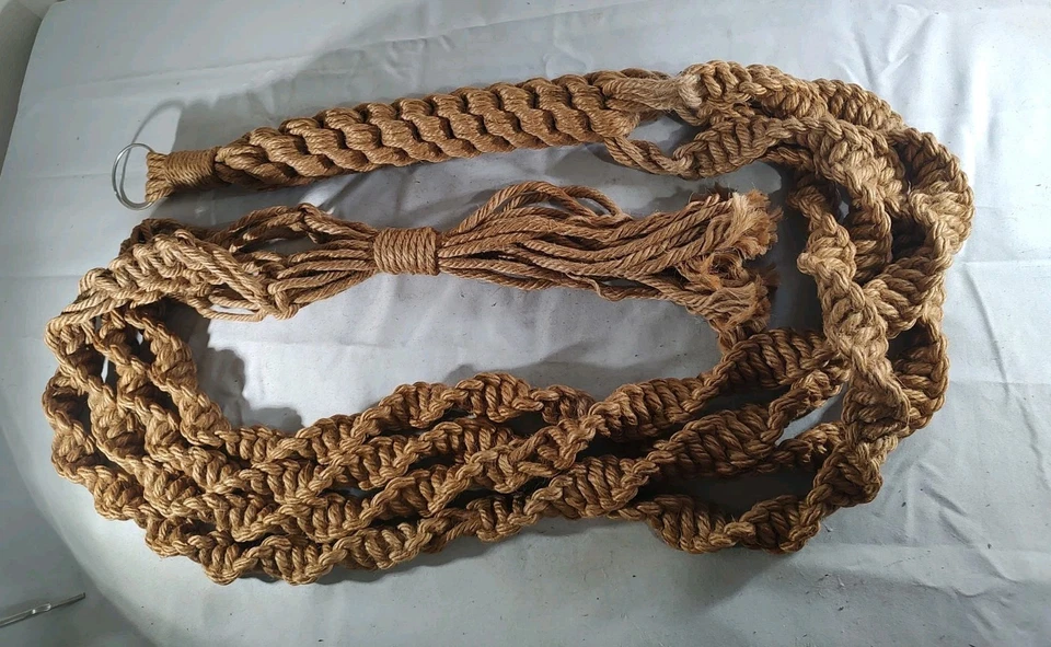Colgador de macramé para plantas colgantes grande vintage hecho de material de cuerda pesada 100" Foto 3 de 4