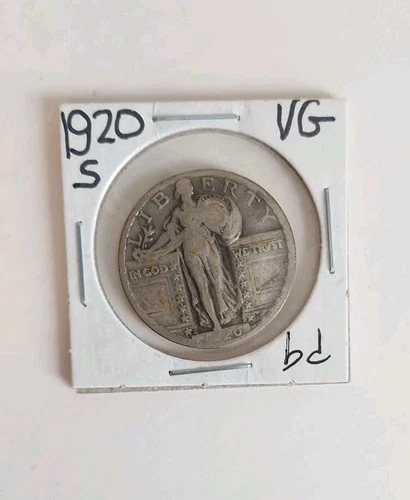 1920 S Standing Liberty Quarter 25C CIRCULATED 90% Silver