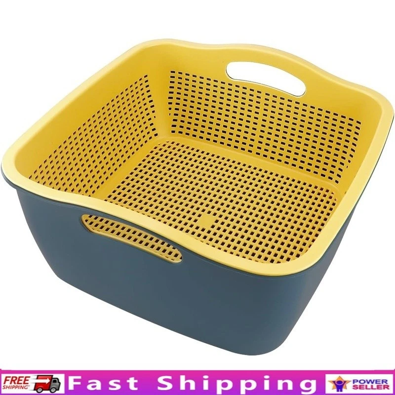 Double Layer Draining Basket Kitchen Colander Food Strainer Wash Vegetable Fruit