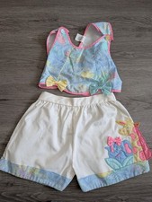 Vintage Safari animal print pastel shorts set & bow accents, 2 piece 3T
