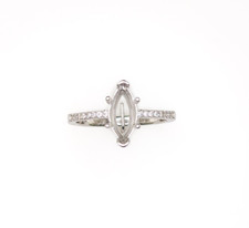 10 x 5 mm Marquise CZ Accent Semi Mount Ring Setting Sterling Silver