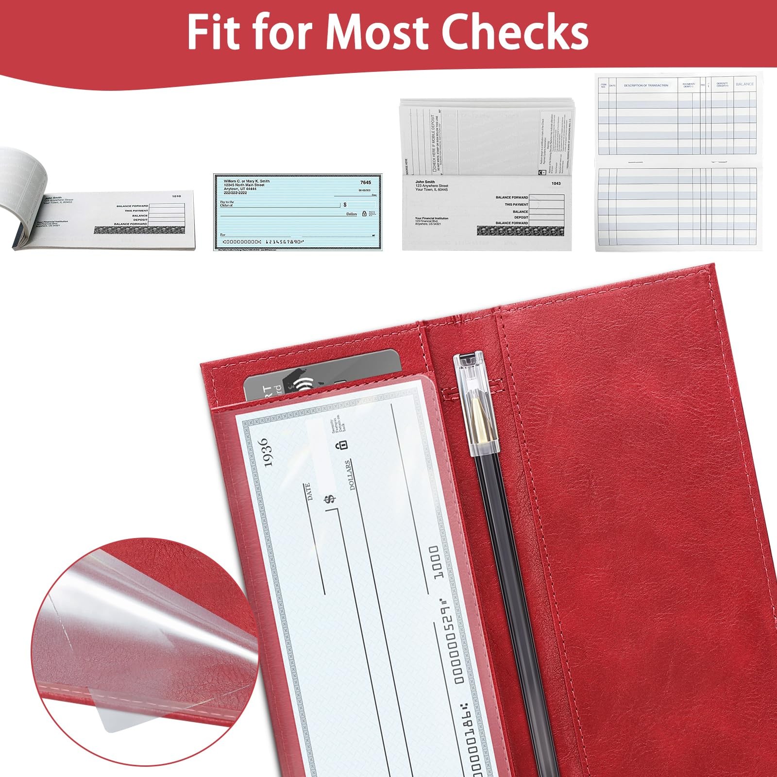 как выглядит Leather Checkbook Cover for Top and Side Tear Registers Duplicate Checks фото