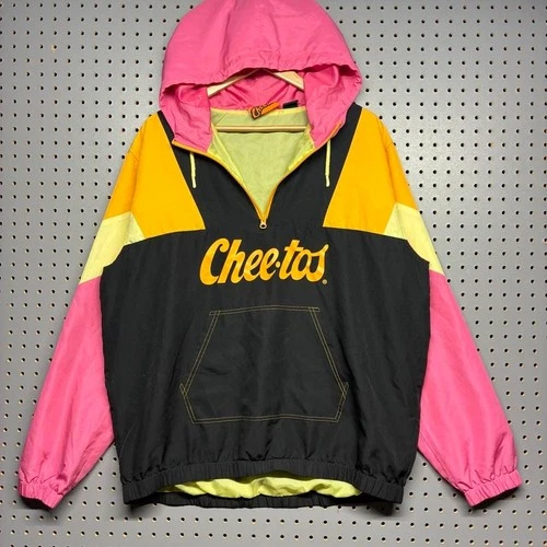 Cheetos 1/4 zip windbreaker jacket Size L mesh lined with hood adult size large image 2