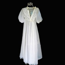 Vintage Lord  Taylor Sheer Lace Nightgown Robe size S
