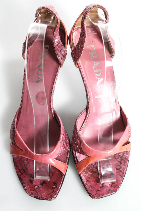 Women's - PRADA - VTG Dark Pink Snakeskin D'orsay Kitten