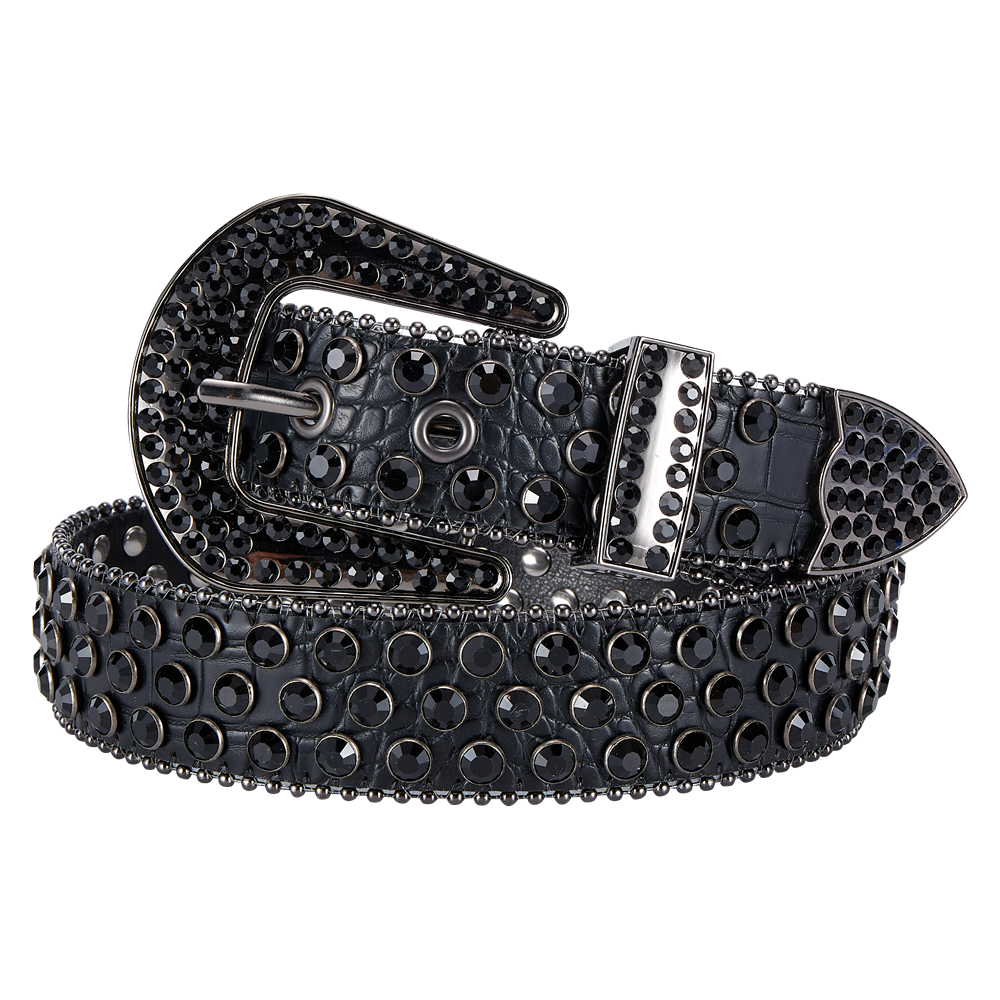 DIESEL☆Slim leather belt with crystal buckle ラインストーン DIESEL - LEATHER BELT WITH CRYSTAL BUCKLE – LE LABO STORE