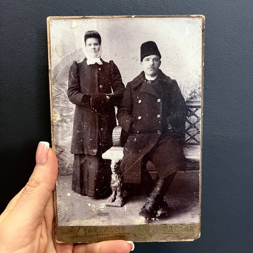 Antikes vergoldetes Messing Familienfoto Portrait Sammlerstück Deko Ukraine Odessa - Bild 5 von 8