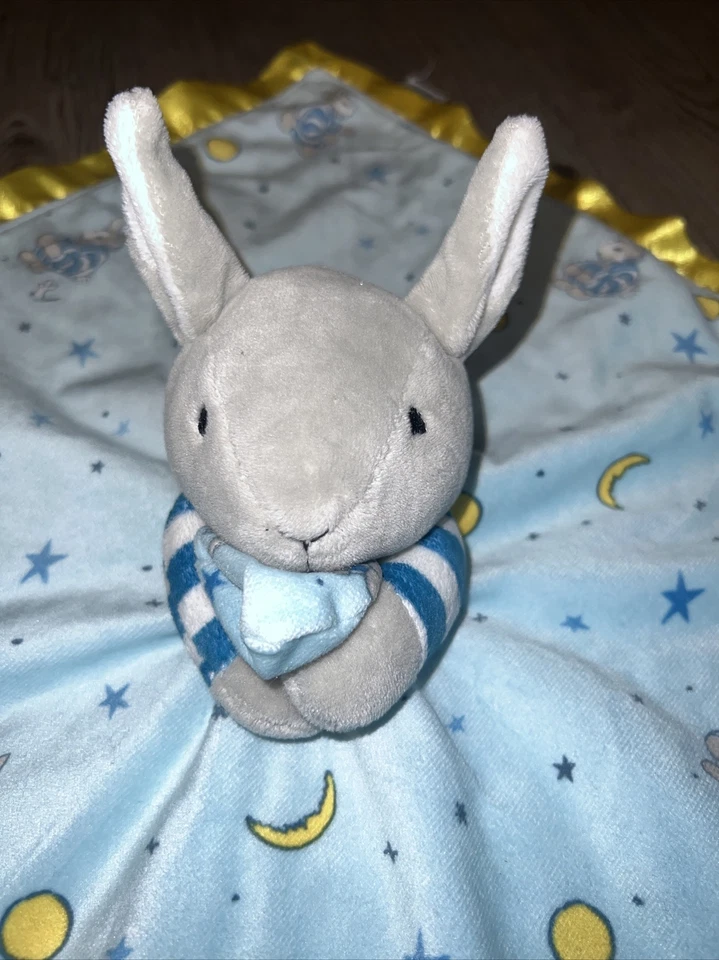 Manta de seguridad Goodnight Moon Bunny Lovey Baby de felpa amarilla satinada adorno Lovie Foto 2 de 4