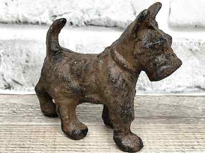 Small 4.5'' Rustic Cast Iron Small Scottie Scottish Terrier Dog Paperweight