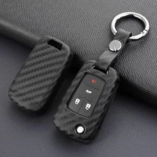For Chevrolet Buick Flip Car Key Fob Case Cover Chain Accessories Carbon Fiber