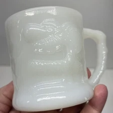 Vintage 1970's  B.C. Comic Grog White Milk Glass Coffee Mug Cup Caveman