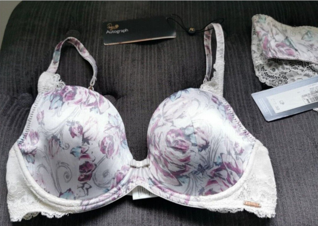 Rare 2014 Rosie for Autograph Floral Bra Size 30D & Brazilians Size 8 image 4