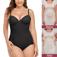 Women Slimming Shapewear Firm Control Tummy Body Shaper Built-in Bra Bodysuit US