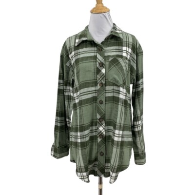 Maurices Shirt Womens Extra Small Ivy White Plaid Button Up Long Sleeve Drop Cut