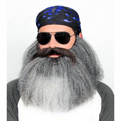Big Biker Grey Beard and Moustache Set Fancy Dress Costume Accessory