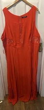 So Fabulous Red/orange Chiffon Style Dress Party Evening Size 28