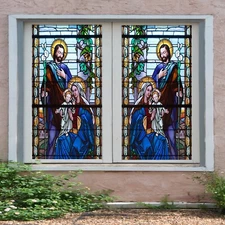 3D Parents Child A211 Window Film Print Sticker Cling Stained Glass UV Sinsin