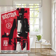 Western Cowboy Print Waterproof Shower Curtain Sets Bathroom Decor Curtain 70"