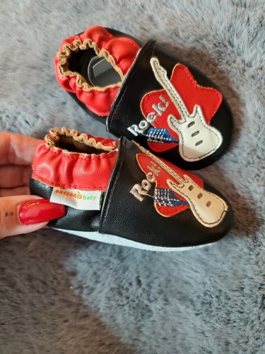 NWOT Momo Baby Rock & Roll/Guitar Soft Sole Crib Shoes, sz 6-12 mo - Picture 3 of 4