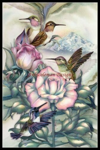 Chart Needlework DIY - Counted Cross Stitch Patterns - Hummingbirds Roses - Picture 1 of 2