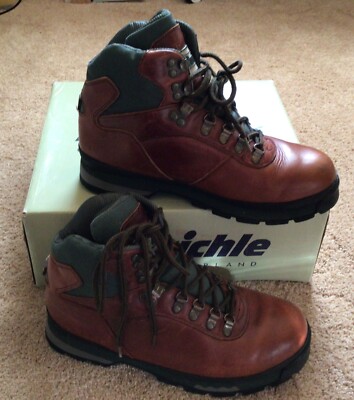 R Raichle Of Switzerland Men's 9.5 Brown/Forest Leather Lace Up Hiking Boots
