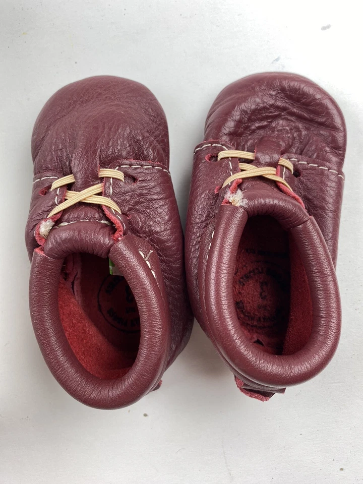 Freshly Picked Burgundy Oxfords Leather Moccasins Boys Shoes Soft Sole Sz 3 - Image 4 of 4