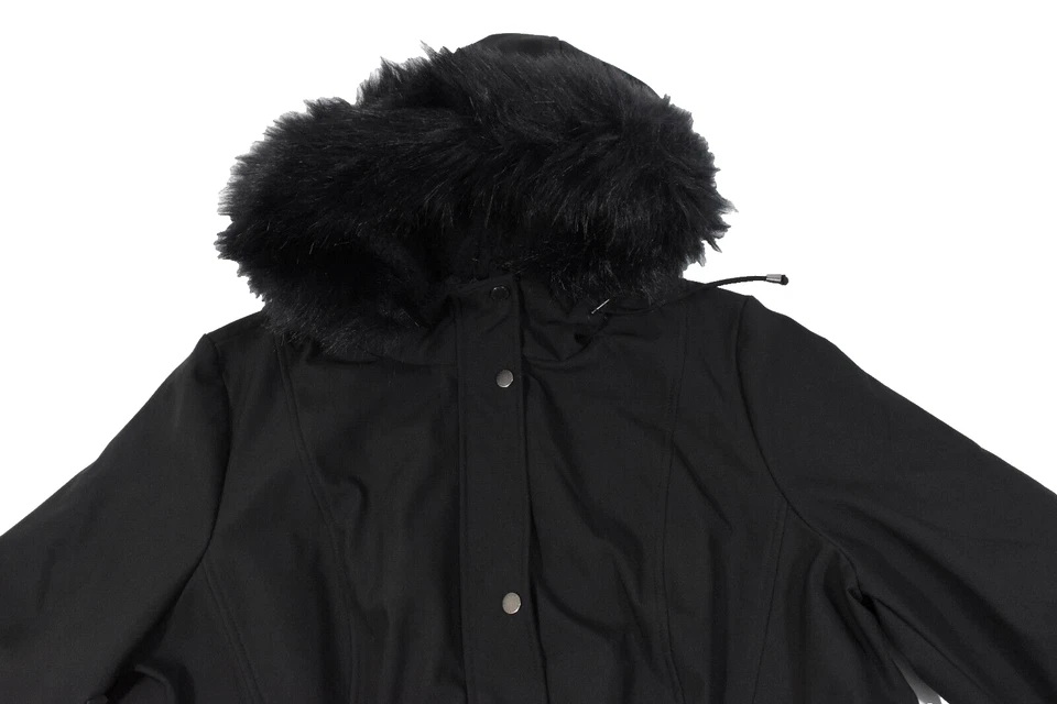 French Connection женщин траншея куртка новый 3 X черный искусственного меха отделки флиса с подкладкой - Изображение 2 из 4