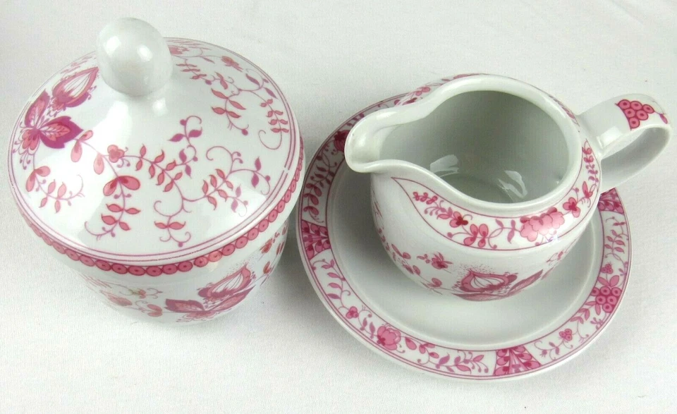 Juego de 6 tazas platillos crema azúcar rosa Alemania Oriental porcelana Kahla vintage 16 piezas  Foto 3 de 4