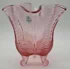Fenton Pink Footed Handkerchief Drapery Vase