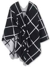 Women's Shawl Wrap Poncho Cape Open Front Fall Winter Cardigan