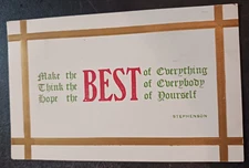 1909 postcard Make Think Hope Best Everything Everybody Yourself FA Owen Motto