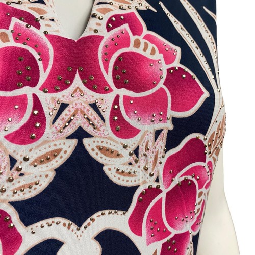 JM Collection Womens Petite Small Floret Sheath Keyhole Dress Hawaiian Tropical - Picture 7 of 14