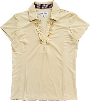 Sport Haley Women's Blue Polo Shirt S/S Ruffled V-Neck Sz S