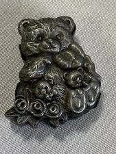 Torino Pewter Teddy Bear Trinket Box with 16" Necklace Pierced Earrings & Pin