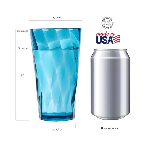 Set di 8 bicchieri in plastica US Acrylic Optix 20 once bicchieri da acqua - Foto 4 di 9