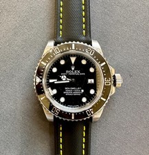 High Quality Real Sailcloth Waterproof Watch Strap Yellow Stitch