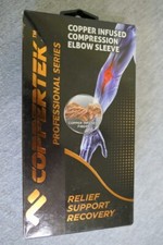 NEW CopperTek Copper Infused Compression Recovery Non-Slip Elbow Sleeve Sz L, XL