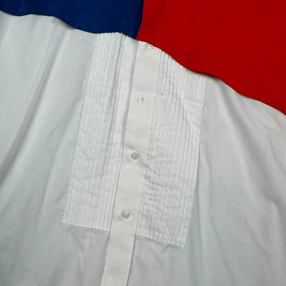 Camisa Chaplin De Colección Para Hombres Grande 32-33 Blanco Esmoquin Plisado Bandera de Texas Babero Yugo Foto 3 de 4