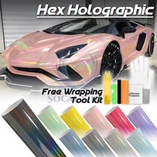 Hex Holographic Rainbow Chrome Car Vinyl Vehicle Wrap Sticker Decal Sheet Film