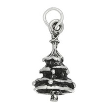 Sterling Silver 3D Christmas Tree Charm or Pendant