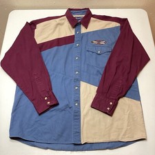 Wrangler Western Vintage Pearl Snap Long Sleeve Cowboy Aztec Shirt Men  s L