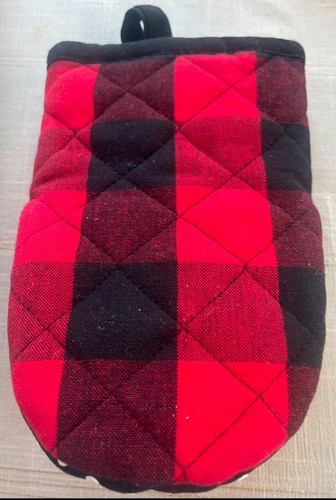NEW Robert Stanley Black Red Buffalo Check Plaid OVEN MITT KITCHEN TOWEL SPOON - Picture 6 of 10