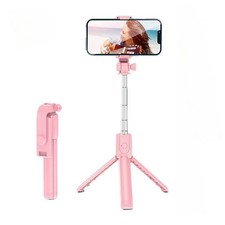 Universal Selfie Stick Tripod Stand with Bluetooth Remote Pink