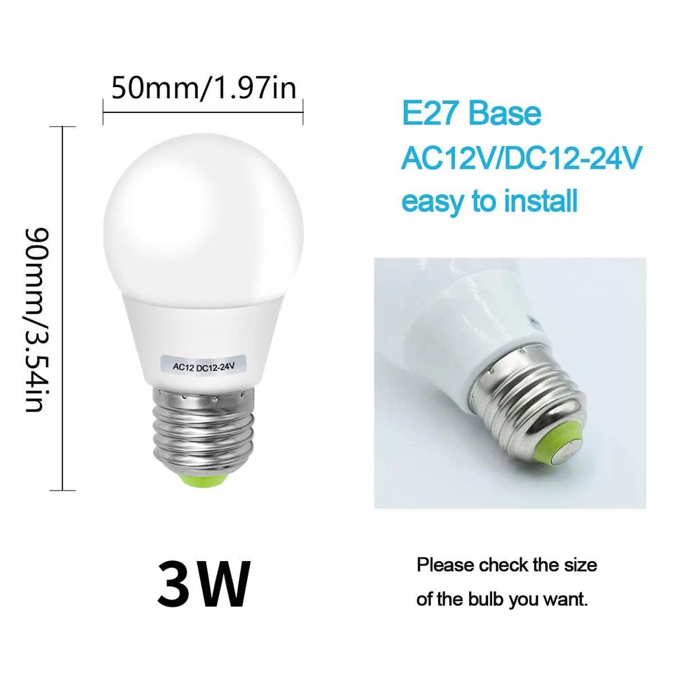 3W A15 Edison LED Light Bulbs E26 Medium Screw Base 40 Watt Equivalent 12V Lo... - Image 3 of 4