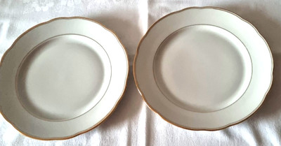 2 Stück flache Essteller Marke:  Kahla| Goldrandteller | Vintage