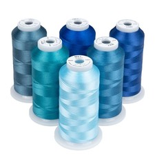 6 Spools Embroidery Thread Set, 3000 Yards 40WT 100 Polyester Trilobal Machi...
