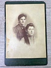 Victorian Antique Cabinet Card Family Photo of Two Sisters, Young Women 6"X 4"