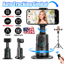 360  AI Face Tracking Phone Holder Tripod Auto Follow Gesture Control LED Light