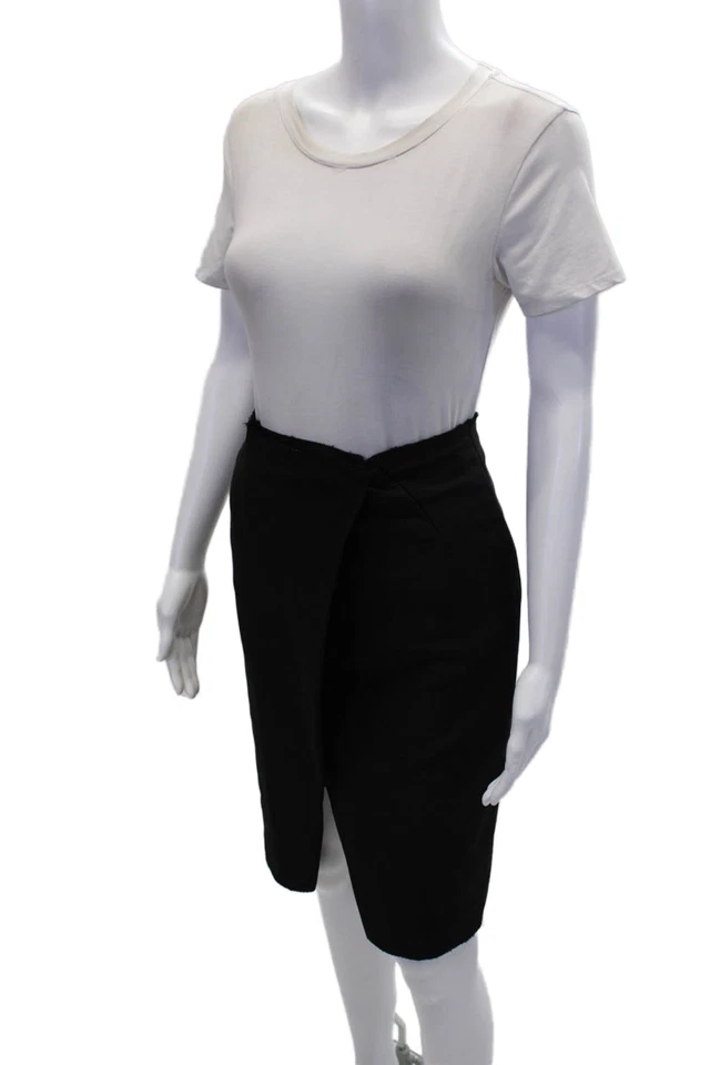 Vestido Lanvin Mujer Texturizado Forrado Plisado Elegante Falda Lápiz Negro Talla L Foto 2 de 4